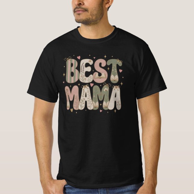 Bästa Mama Boklig Blommig Litterär Design T Shirt (Framsida)
