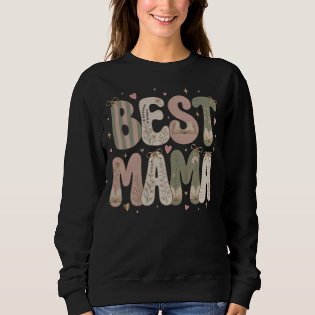 Bästa Mama Boklig Blommig Litterär Design T Shirt (Framsida)