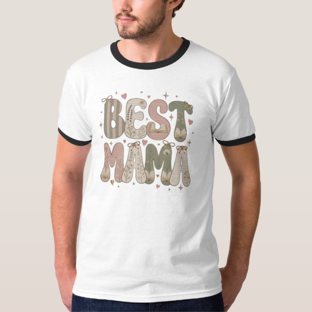 Bästa Mama Boklig Blommig Litterär Design T Shirt (Framsida)