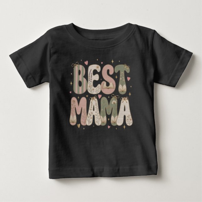 Bästa Mama Boklig Blommig Litterär Design T Shirt (Framsida)