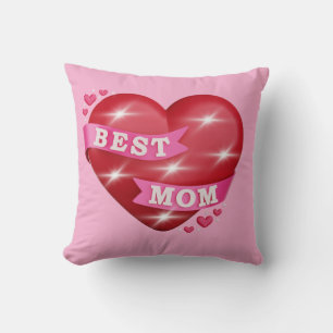 Bästa mamma 3D Glänsande rött hjärta Mors dag-gåva Kudde