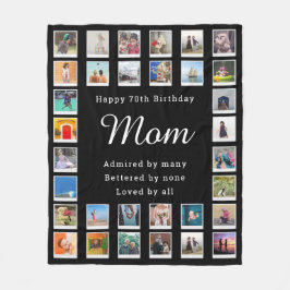 Bästa Mamma 70:e födelsedagsfotokollage svart Fleecefilt