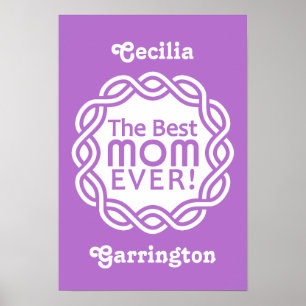 BÄSTA MAMMA anpassningsbar-monogram poster