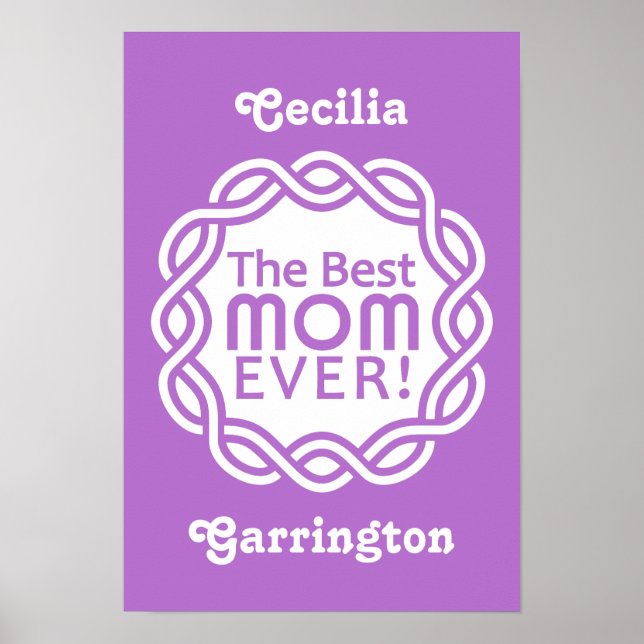 BÄSTA MAMMA anpassningsbar-monogram poster (Framsidan)
