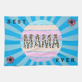 Bästa Mamma-blå Blommigt Anpassa kökshanddukar