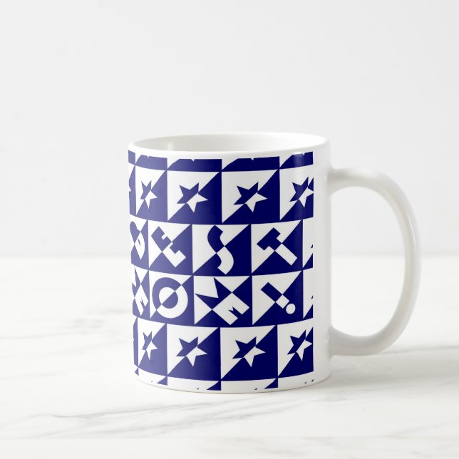 Bästa Mamma-blått med vit Mönster och stjärnor Mug Kaffemugg (Höger)