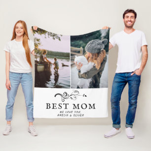 Bästa Mamma-blomman 2 Anpassningsbar Foton Mor Fleecefilt