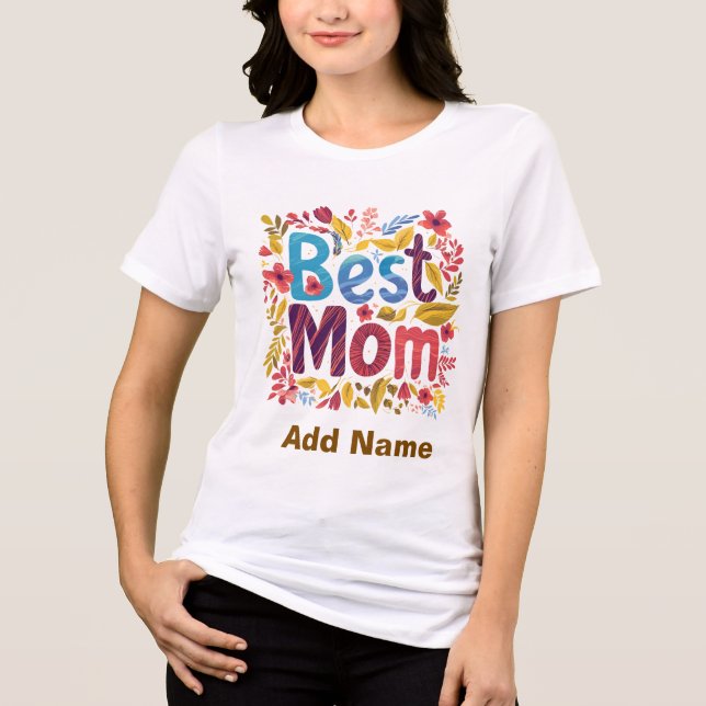 Bästa mamma blommar - Elegant Mors dag-present  T Shirt (Framsida)