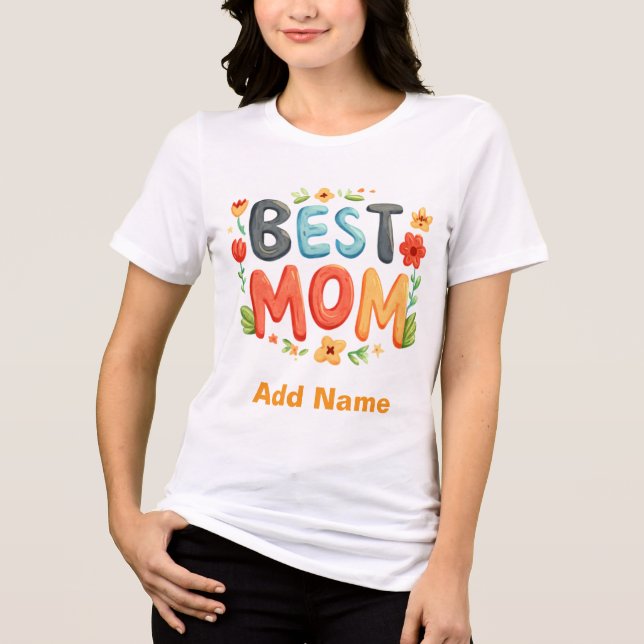 BÄSTA MAMMA Blommig akvarell | Mors dag-present  T Shirt (Framsida)