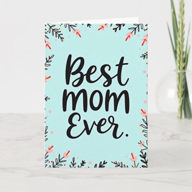 Bästa mamma blommig kantkort kort (Framsida)