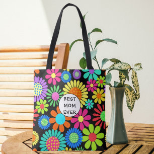 Bästa Mamma-Blommigten Tygkasse
