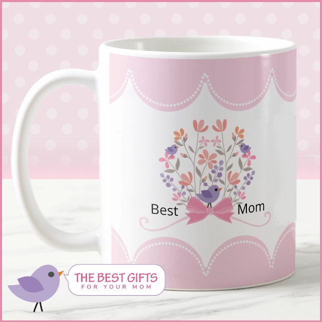 Bästa mamma blomsterbukett Anpassningsbar mors dag Kaffemugg (Skapare uppladdad)
