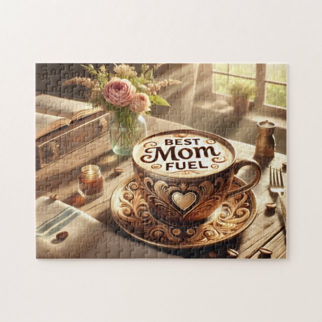 Bästa Mamma Bränsle Mysig Kaffe Stund Pussel (Horisontell)