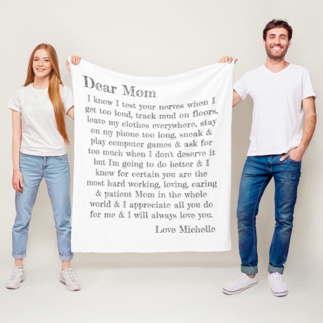 Bästa Mamma Brev Roligt Typography-Personlig  Fleecefilt (På plats)