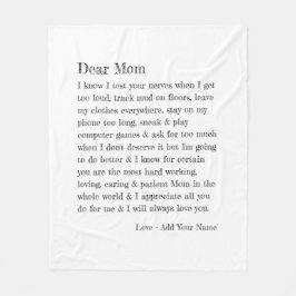 Bästa Mamma Brev Typography-Personlig Fleecefilt