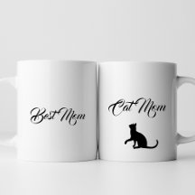 Bästa Mamma Cat Mamma svartvitt