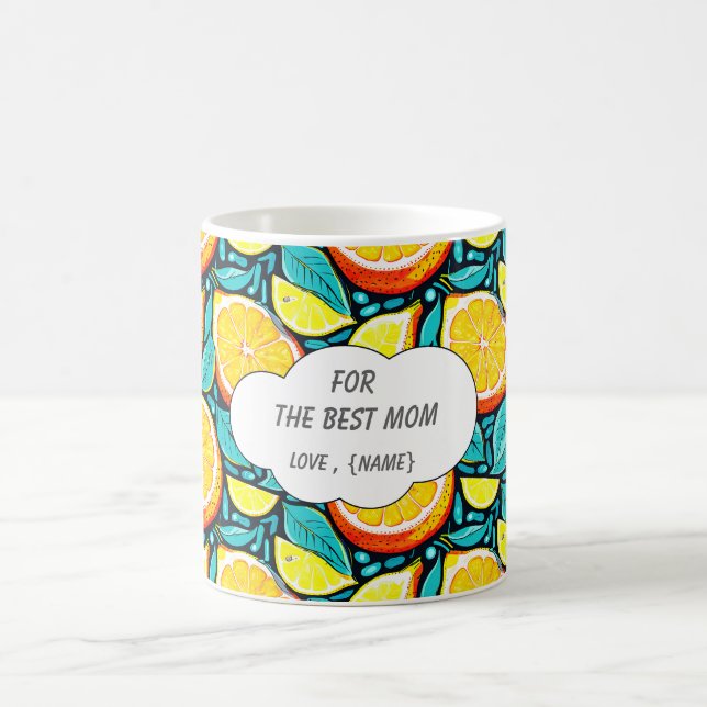 Bästa mamma citrus kaffemugg – Personlig citron (Center)