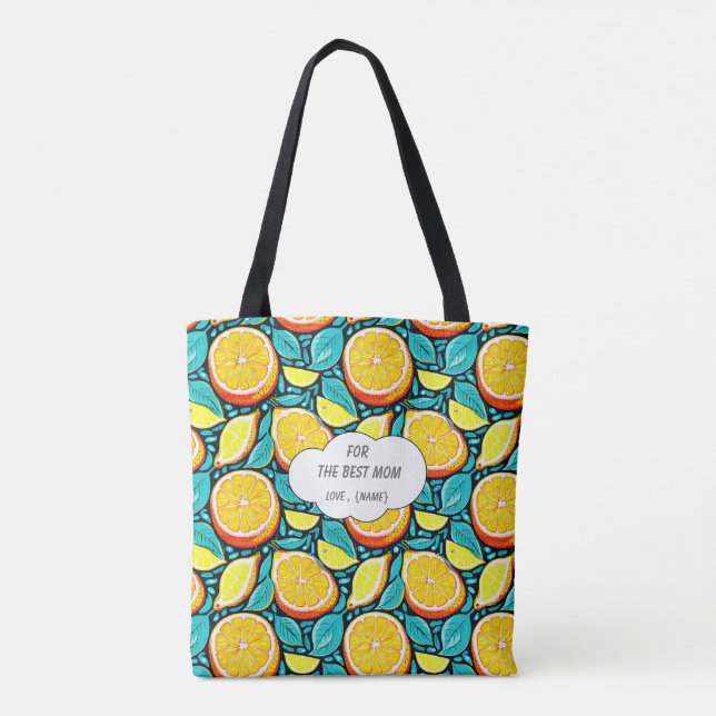 Bästa Mamma Citrus  – Personlig Citron Design Tygkasse (Baksida)