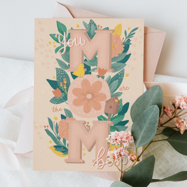 Bästa Mamma. Cute blommigt-trädgårdsbrev mors dag Julkort (Skapare uppladdad)
