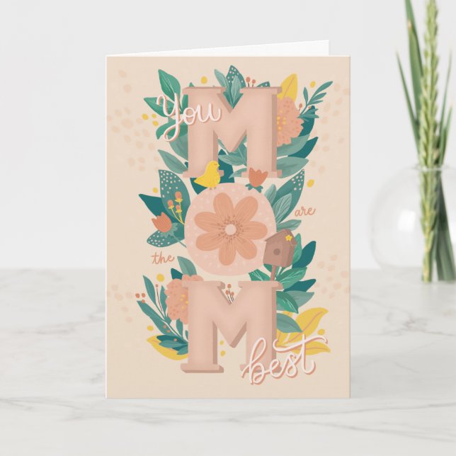 Bästa Mamma. Cute blommigt-trädgårdsbrev mors dag Kort (Framsida)