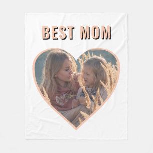 Bästa Mamma Cute Heart Photo Mor's Day Fleecefilt