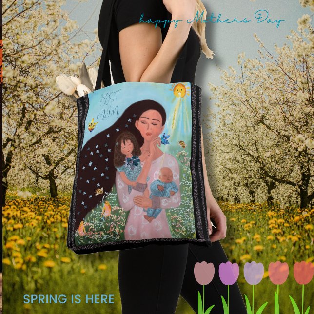 Bästa Mamma Cute Illustration Tygkasse (Best Mom Cute Illustration Tote Bag)