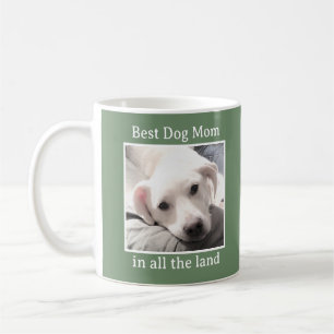 Bästa Mamma Cute Puppy Hund Grönt Heart Kaffemugg