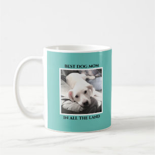 Bästa Mamma Cute Puppy Hund Light Teal Blue Heart Kaffemugg