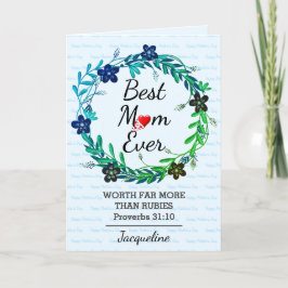 BÄSTA MAMMA EVER PROV 31 Blommigtars Mors dag BLUE Kort