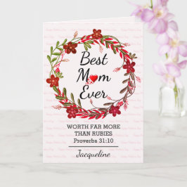 BÄSTA MAMMA EVER PROV 31 Blommigtars Mors dag RED Kort