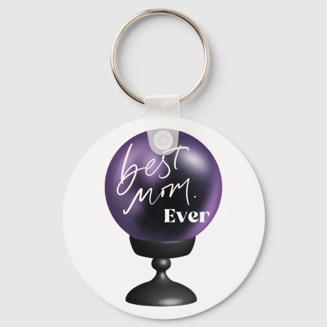 Bästa Mamma EVER | Roligt Lila Crystal Boll Keycha Nyckelring (Framsida)