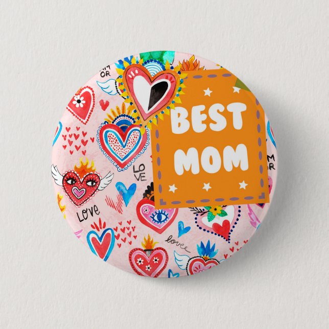 Bästa Mamma-färgade mexikanska örter Mors dag Knapp (Framsida)