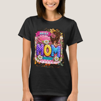 Bästa mamma färgglad blommig söt t shirt