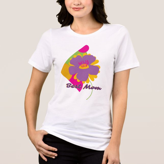 Bästa mamma färgglada trendiga design t shirt (Framsida)