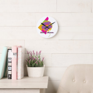 Bästa mamma Färgrik Modig Design Rund Klocka