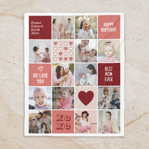 Bästa Mamma-födelsedag Mors dag Photo Collage Rosa Fleecefilt
