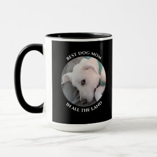 Bästa Mamma-foto av Cute White Puppy Hund Black Mugg