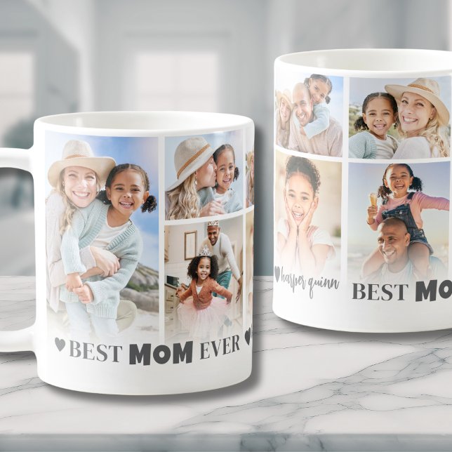 Bästa mamma Foto Collage Mor Kaffemugg (Best Mom Ever 8 Photo Collage Mothers Day Coffee Mug)