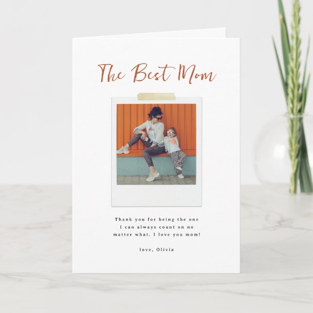 Bästa mamma foto minimal skriptdesign helgkort (Framsida)
