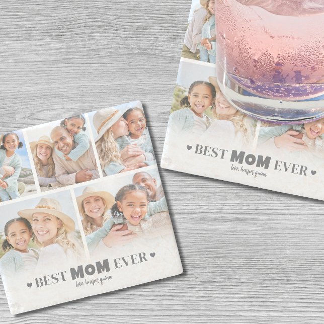 Bästa mamma foto stenunderlägg (Best Mom Photo Stone Coaster )