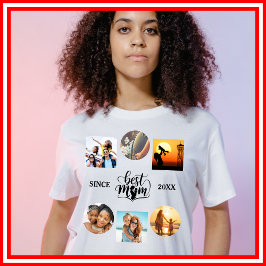 Bästa mamma fotokollage Elegant Script Hjarta T Shirt