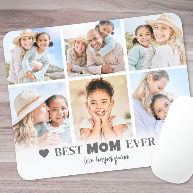 Bästa Mamma-fotokollage Musmatta (Best Mom Family Photo Collage Mouse Pad)