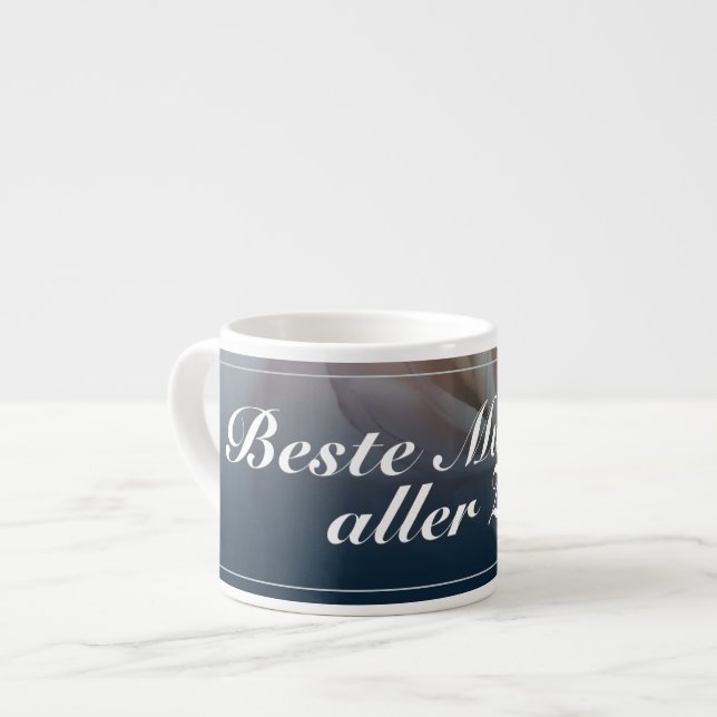 Bästa mamma genom tiderna med stor rosa ros espressomugg (Framsida vänster)