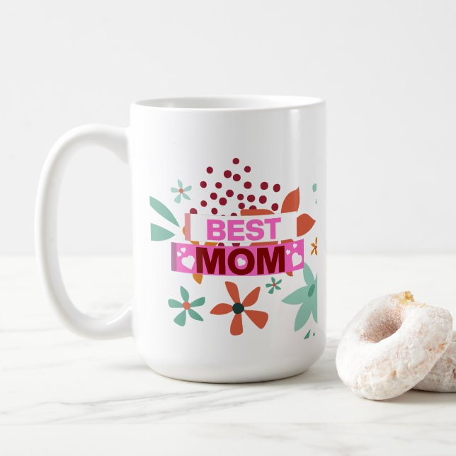 Bästa mamma, glad mors dag kaffemugg (Med munk)
