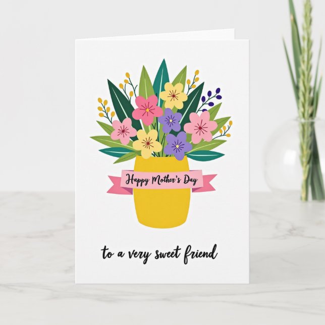 Bästa mamma glada blommiga kort (Framsida)