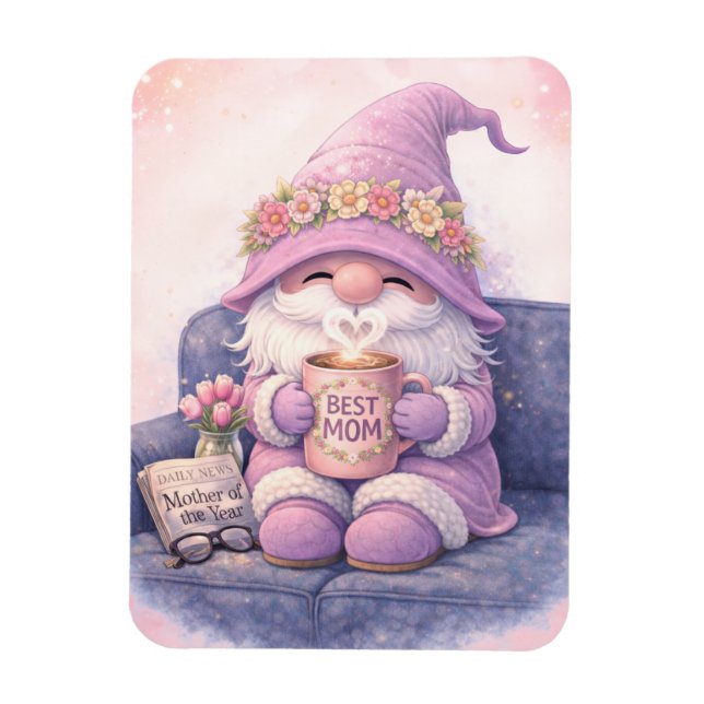 Bästa Mamma Gnome Böjlig Magnet (Vertikal)