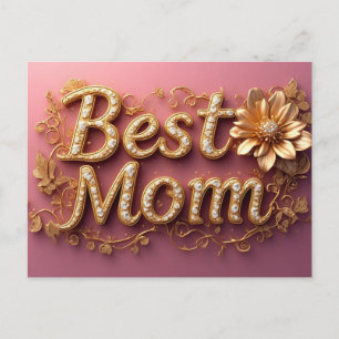 Bästa Mamma Guld Bokstäver Vykort