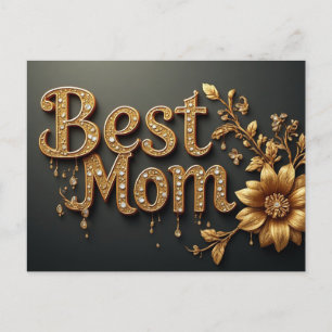 Bästa Mamma Guld Bokstäver Vykort