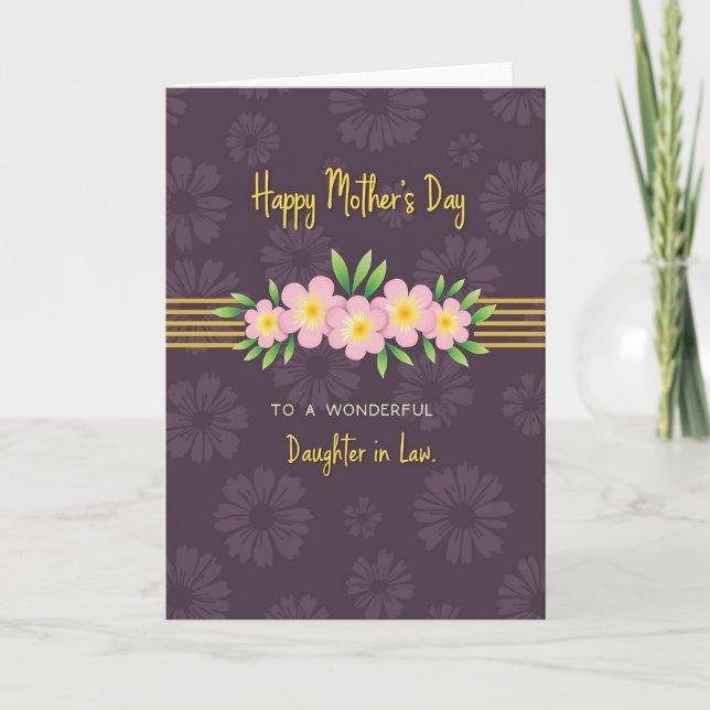 Bästa mamma gyllene blommor kort (Framsida)