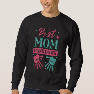 Bästa Mamma Hand Down Lång Ärmad Tröja